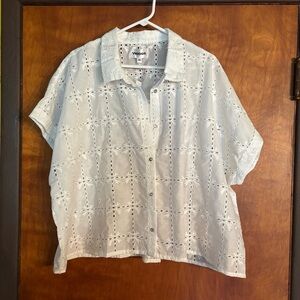 Vigoss Womens Eyelet Lace Blouse Size 3X White Embroidered Boxy Cropped BNWT